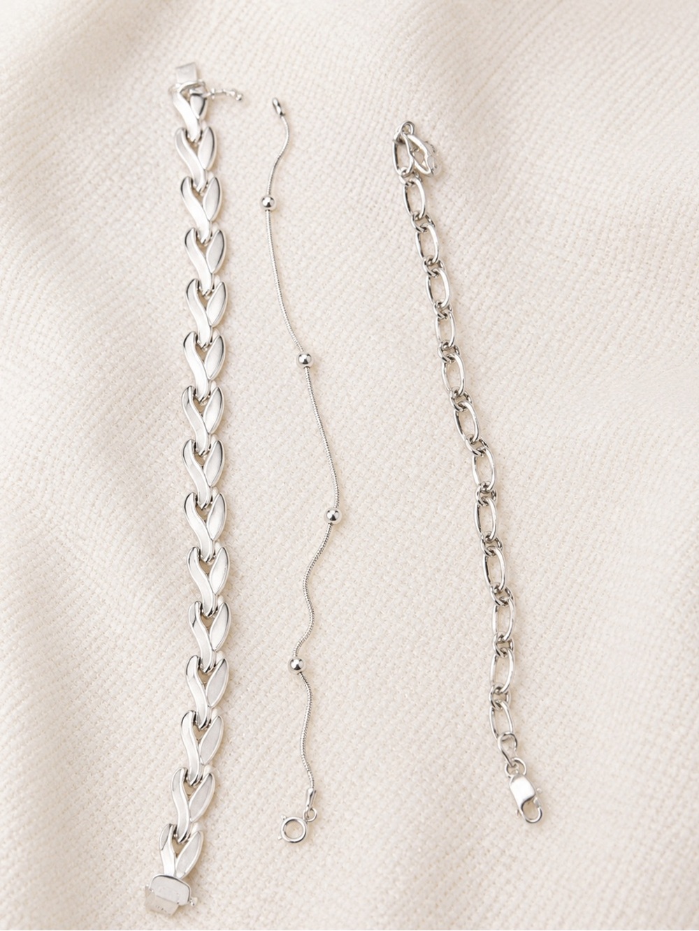 Set of 3 .925 Sterling Silver Bracelets – 7” & 7.5”